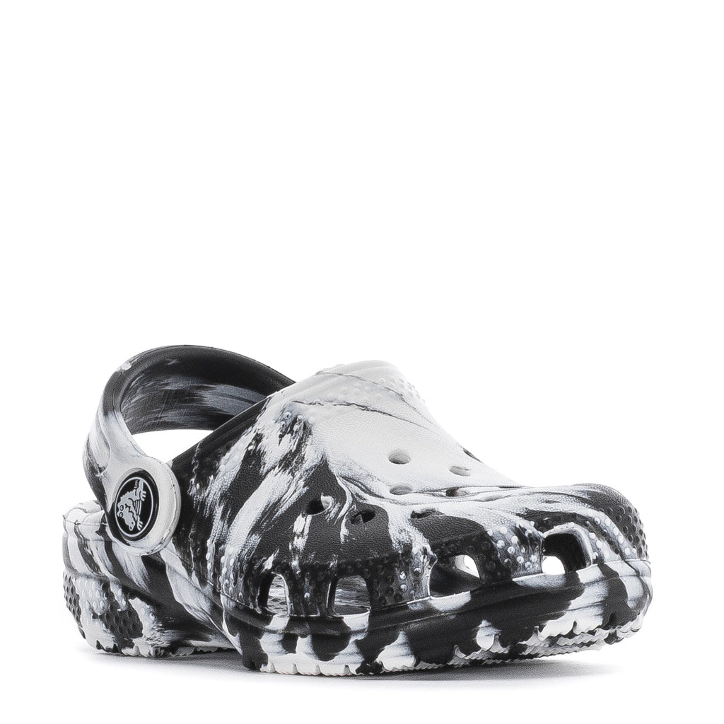 Crocs Toddler Marble Classic Clog - Black / White