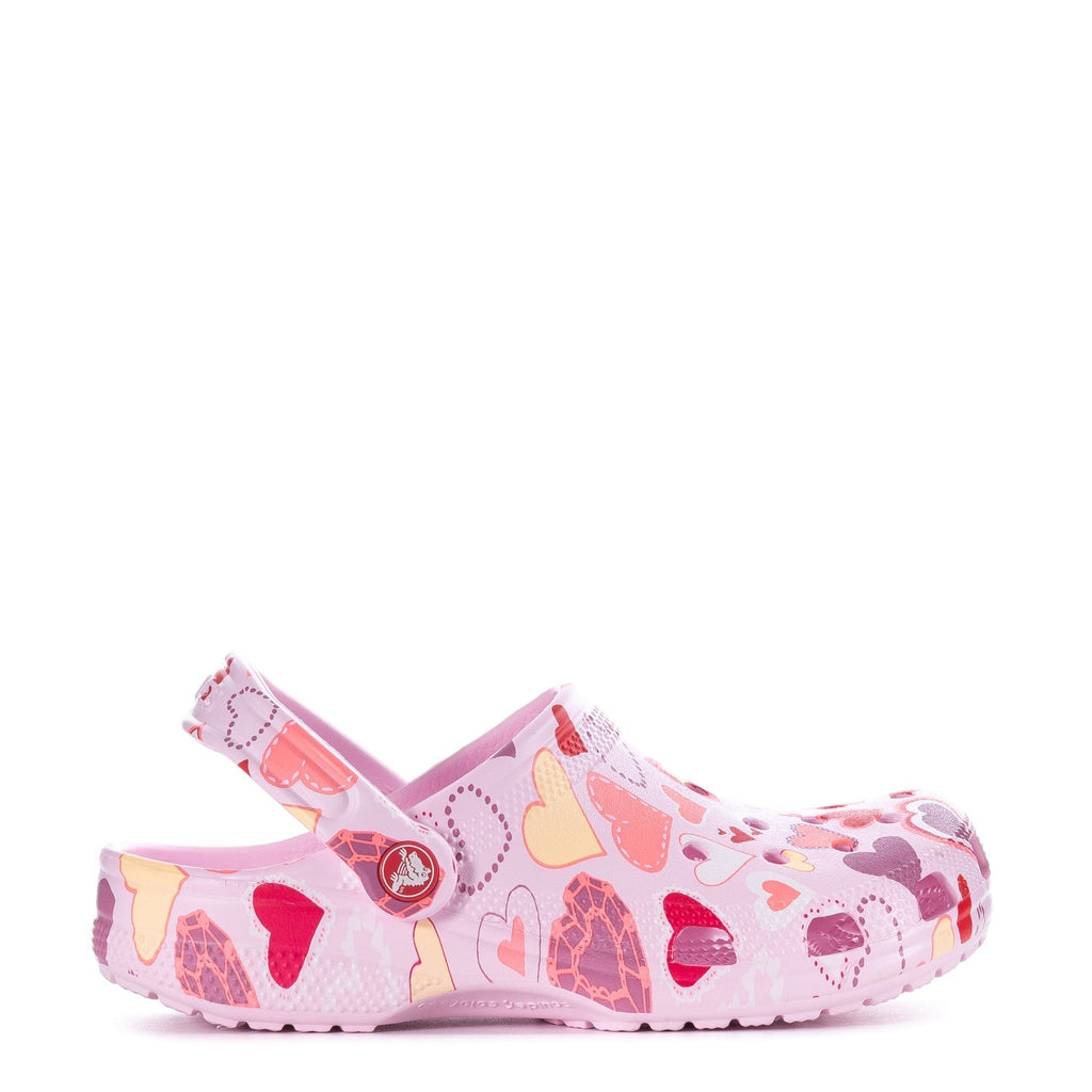 Crocs Women's Valentine's Day Classic Clog - Pink Milk / Raspberry / Heart Print