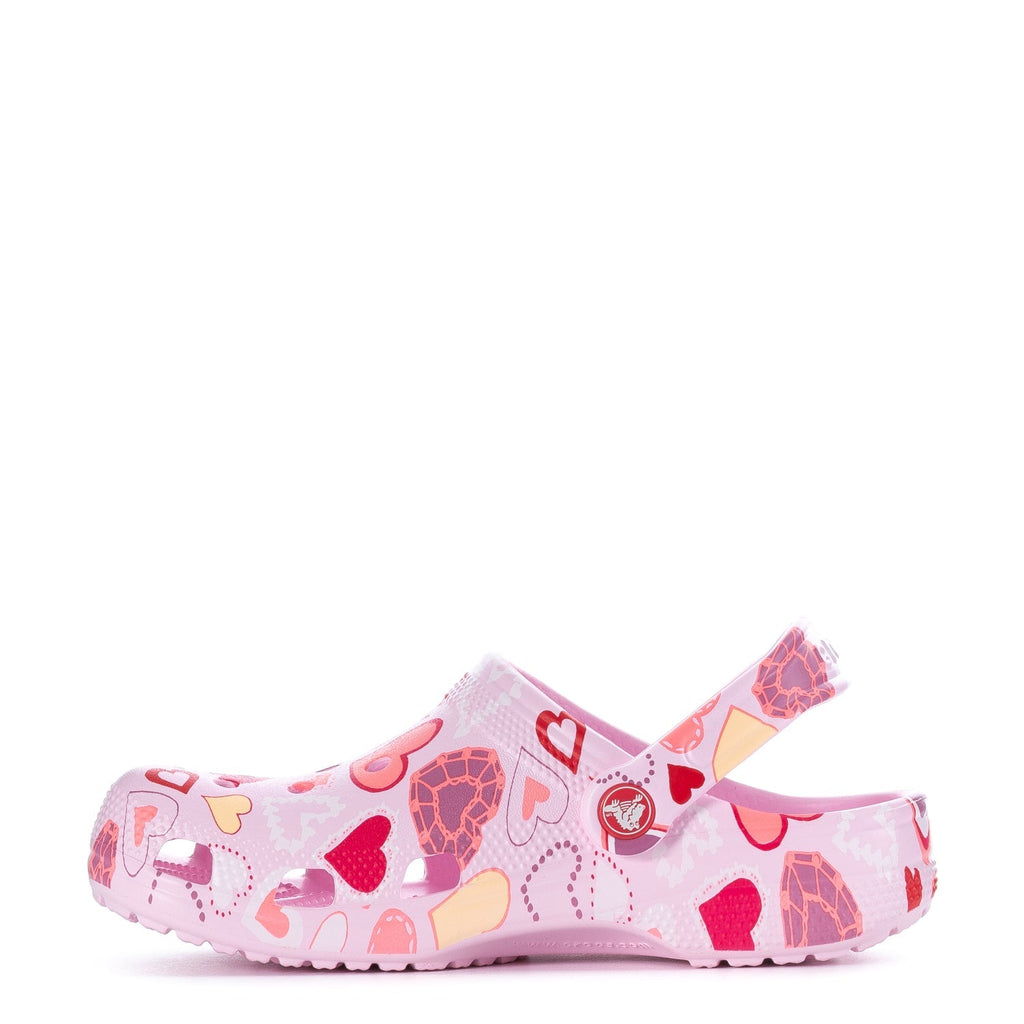 Crocs Women's Valentine's Day Classic Clog - Pink Milk / Raspberry / Heart Print