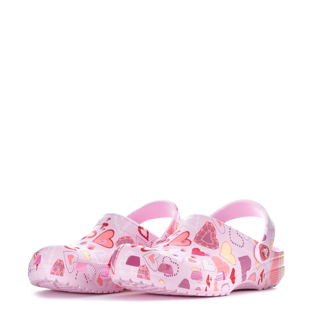 Crocs Women's Valentine's Day Classic Clog - Pink Milk / Raspberry / Heart Print
