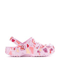 Crocs Youth Heart Print Classic Clog - Pink Milk / Purple