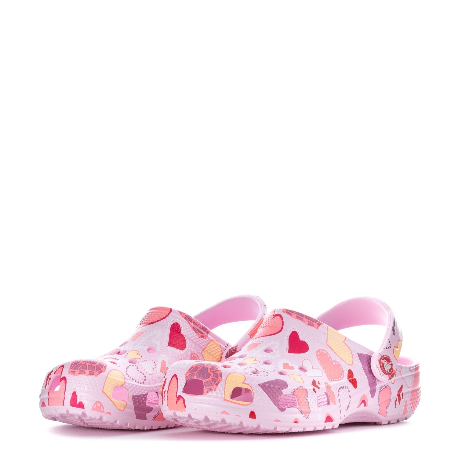 Crocs Youth Heart Print Classic Clog - Pink Milk / Purple