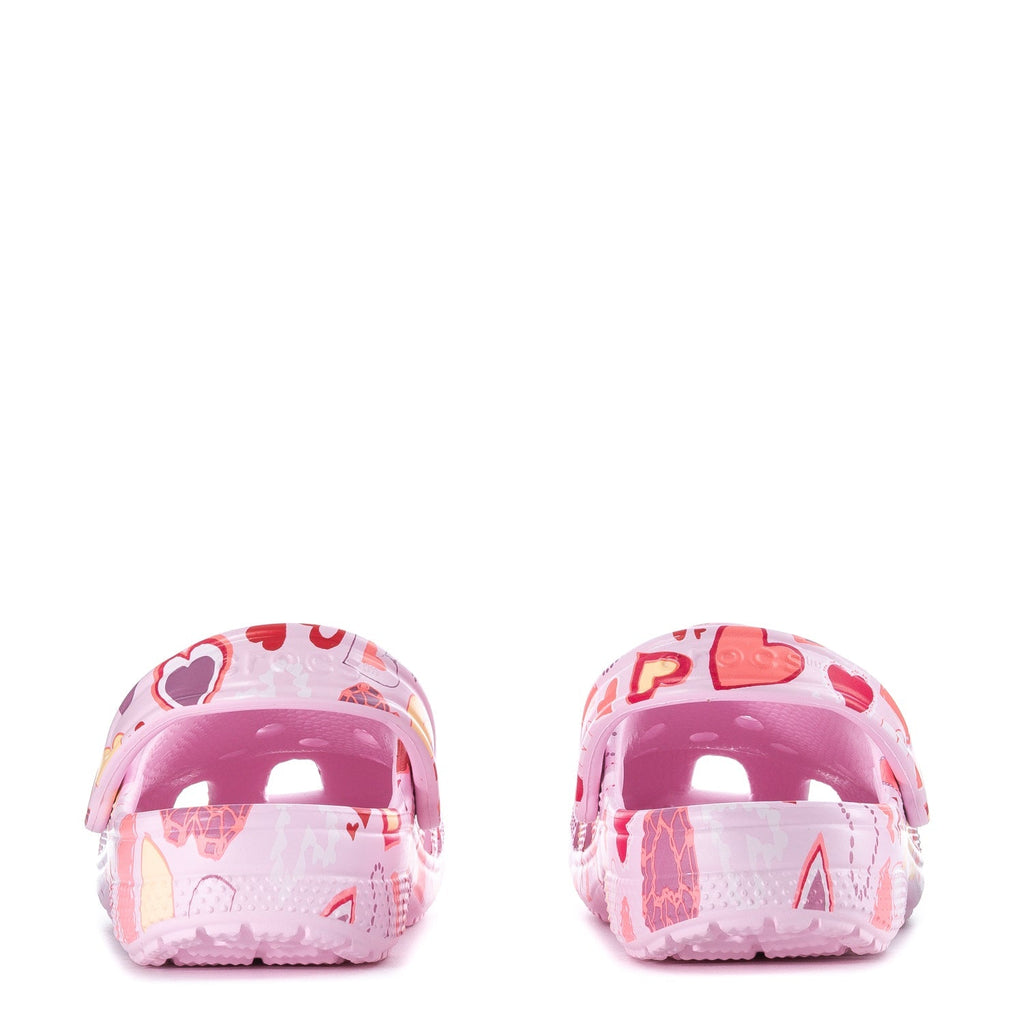 Crocs Youth Heart Print Classic Clog - Pink Milk / Purple