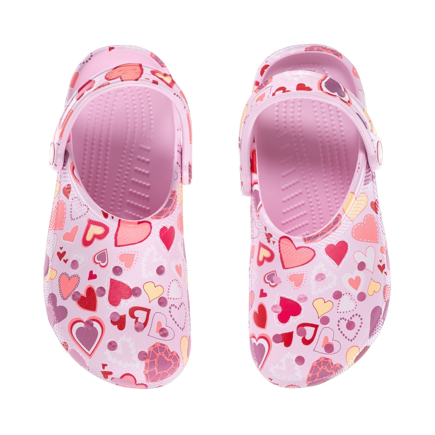 Crocs Youth Heart Print Classic Clog - Pink Milk / Purple