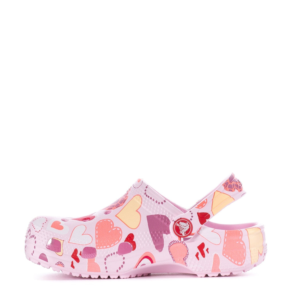 Crocs Kids' Heart Print Classic Clog - Pink Milk / Purple