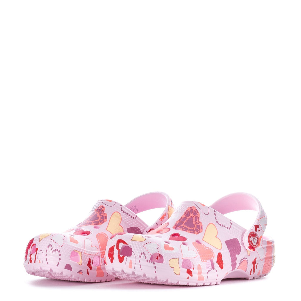 Crocs Kids' Heart Print Classic Clog - Pink Milk / Purple