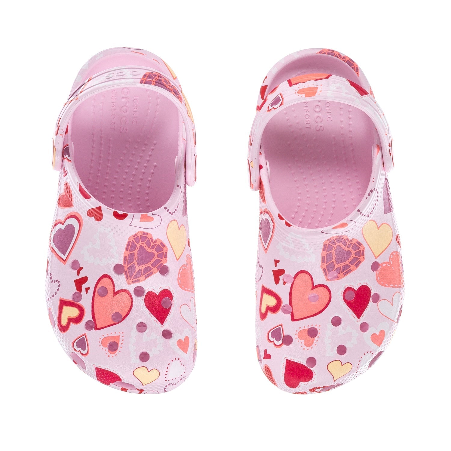 Crocs Kids' Heart Print Classic Clog - Pink Milk / Purple