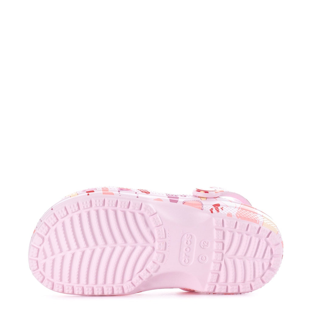 Crocs Kids' Heart Print Classic Clog - Pink Milk / Purple