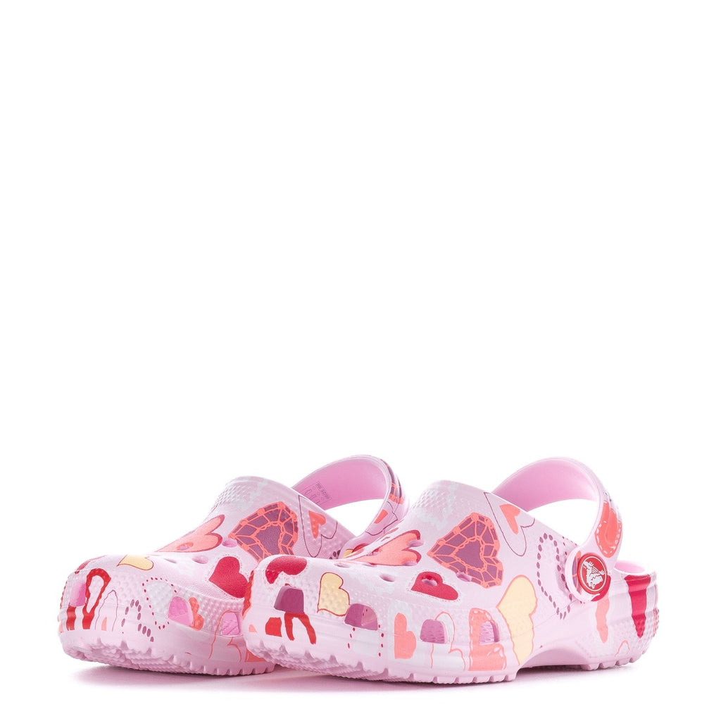 Crocs Toddler Heart Print Classic Clog - Pink Milk / Purple