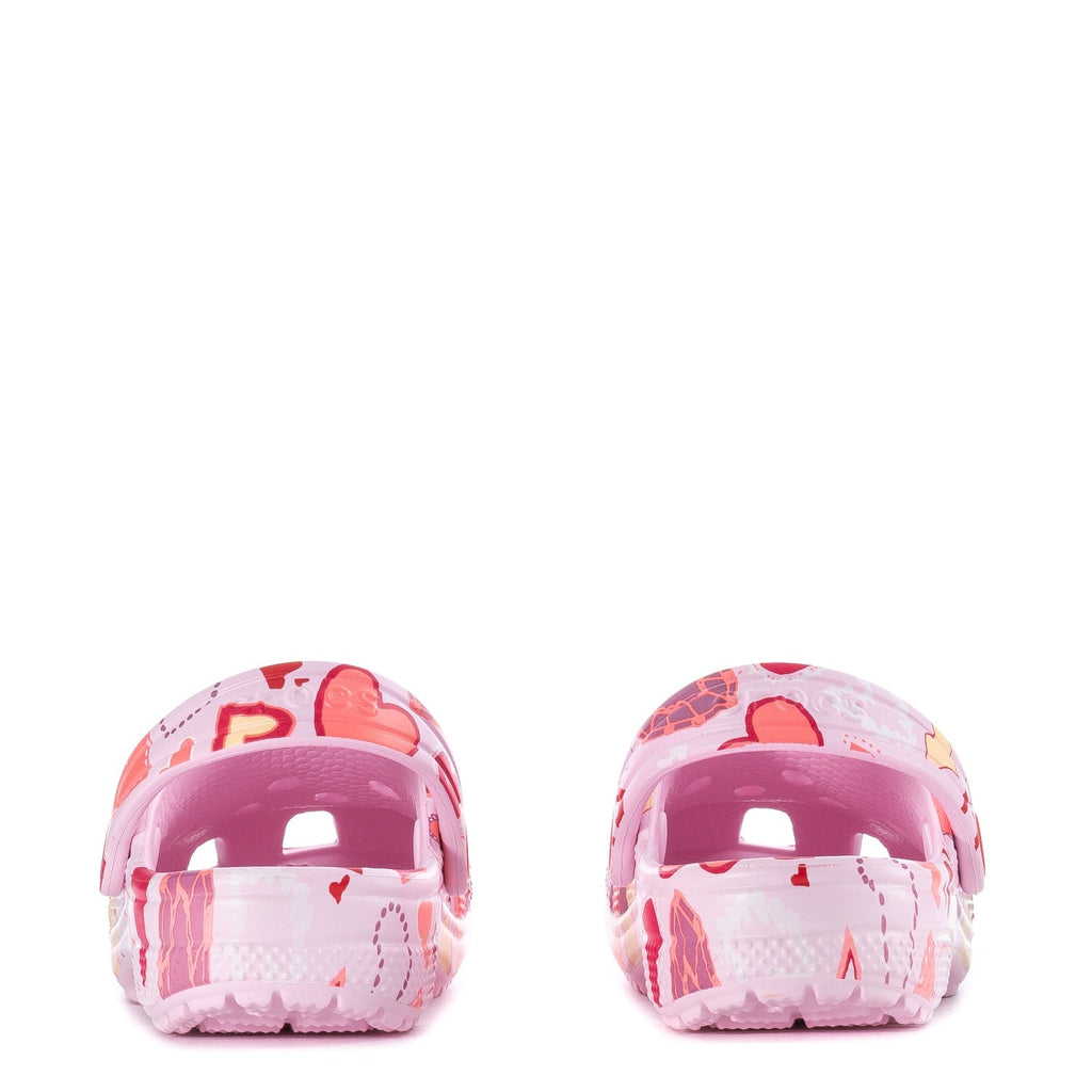 Crocs Toddler Heart Print Classic Clog - Pink Milk / Purple