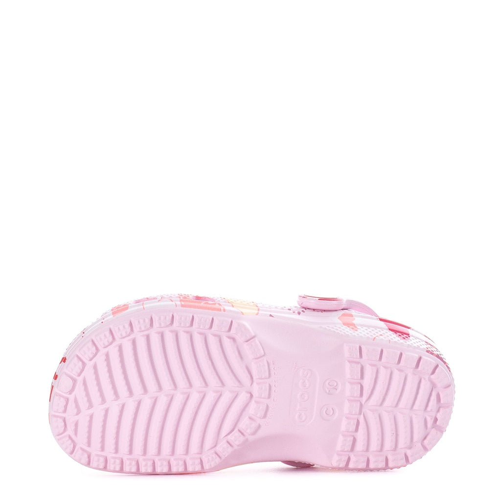 Crocs Toddler Heart Print Classic Clog - Pink Milk / Purple