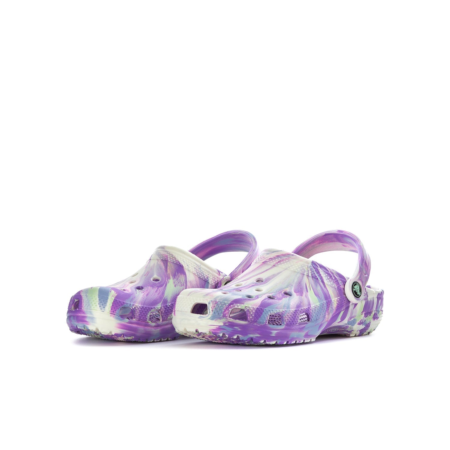 Crocs Youth Marble Classic Clog - Purple / White