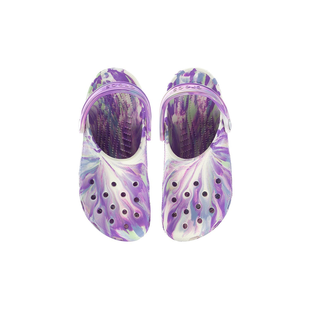 Crocs Youth Marble Classic Clog - Purple / White