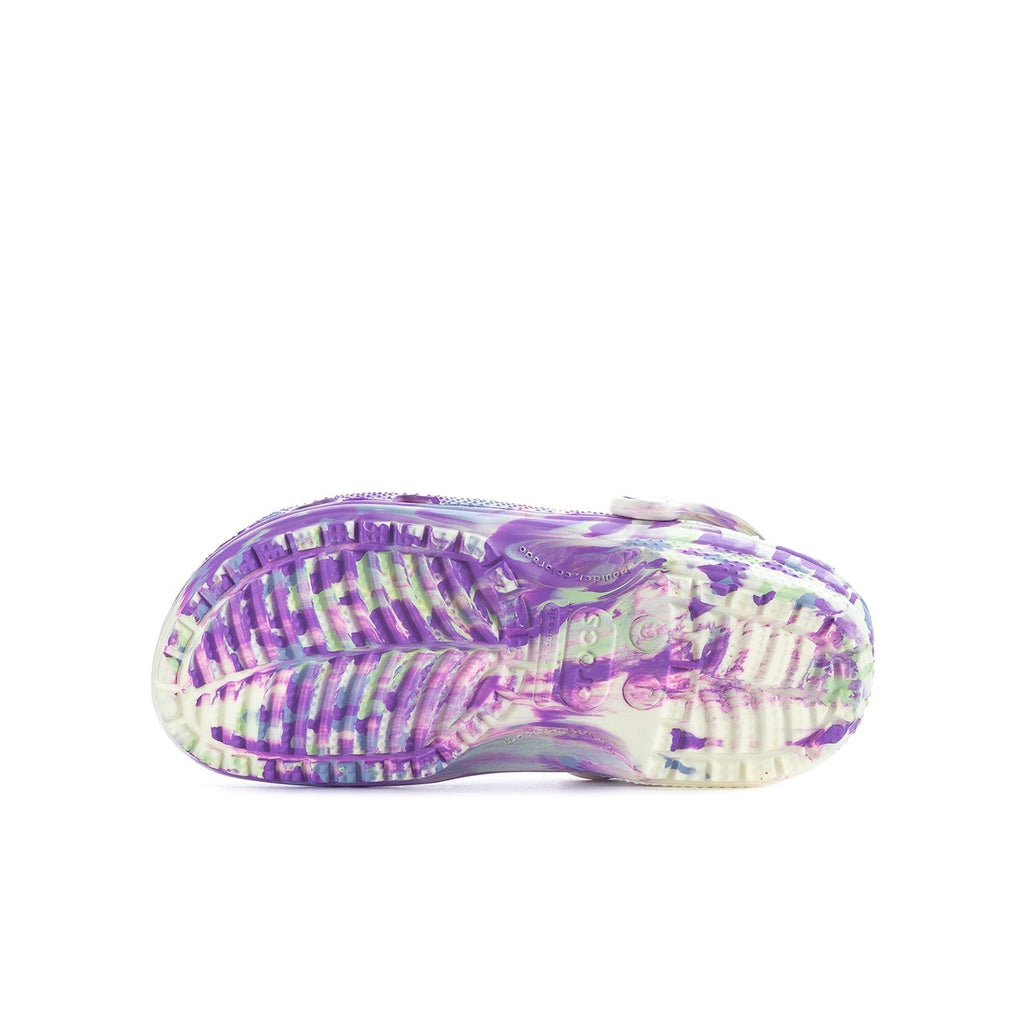Crocs Youth Marble Classic Clog - Purple / White