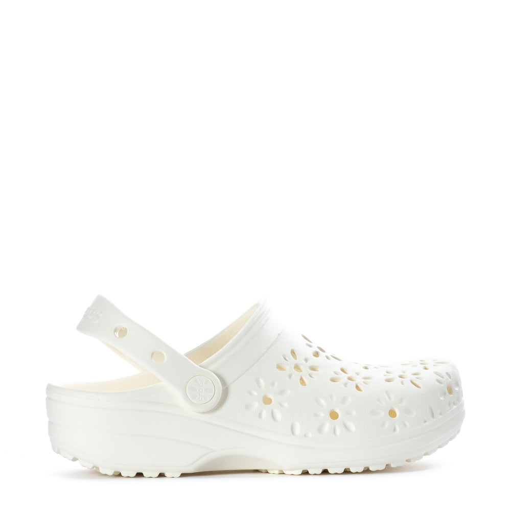 Crocs Women's Floral Cut Out Classic Clog - Chalk