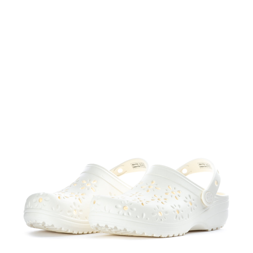 Crocs Women's Floral Cut Out Classic Clog - Chalk