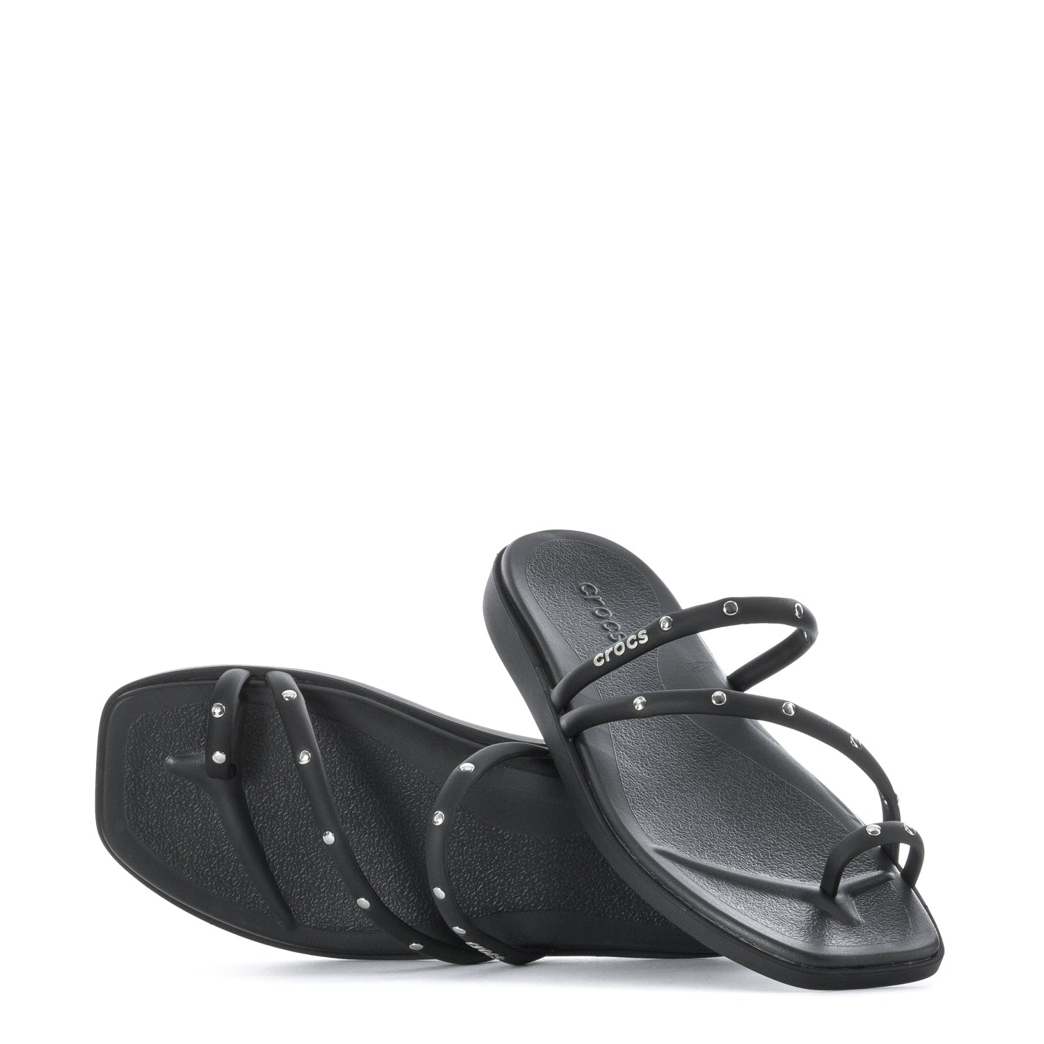 Crocs Women's Studded Miami Toe Loop Sandal - Black