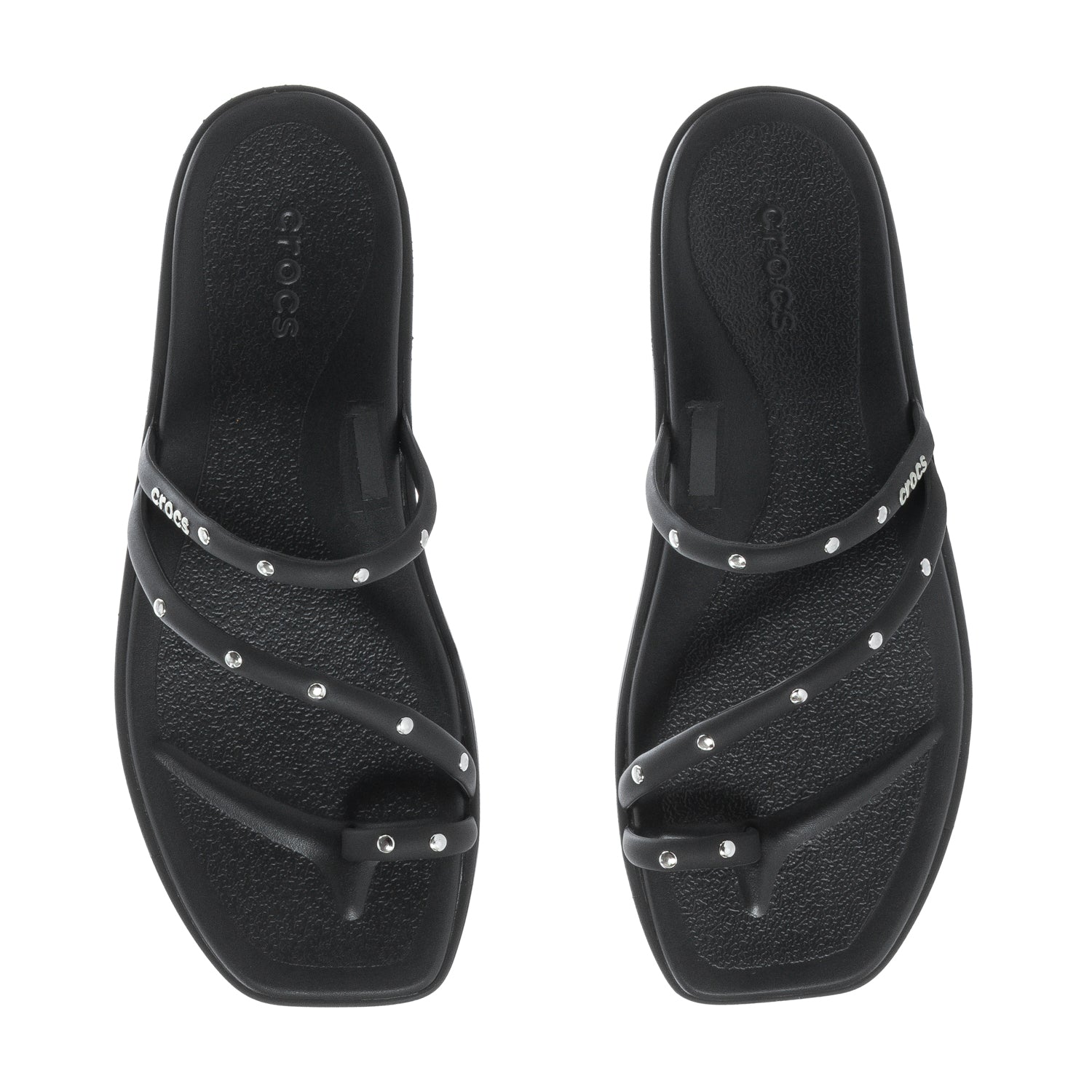 Crocs Women's Studded Miami Toe Loop Sandal - Black