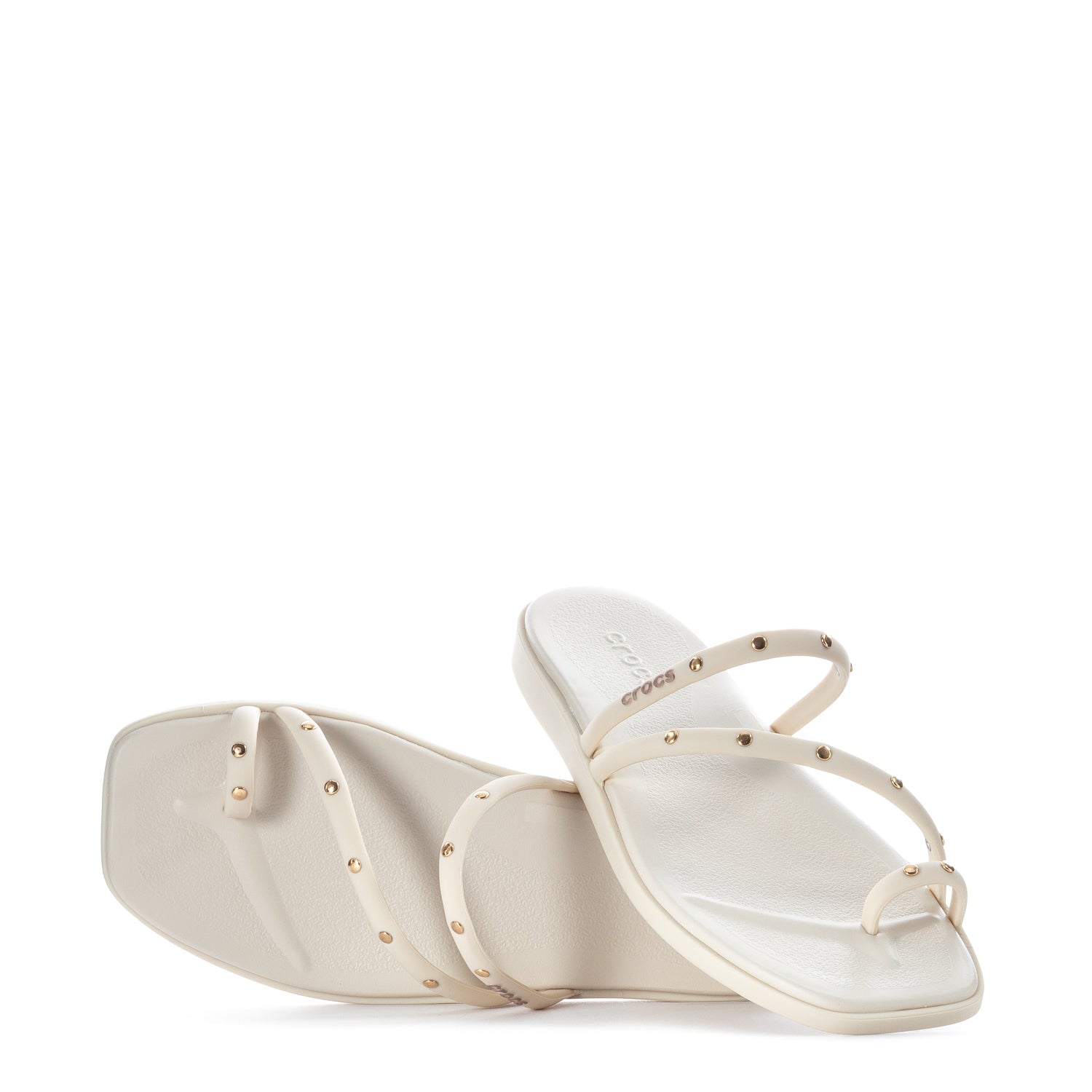 Crocs Women's Studded Miami Toe Loop Sandal - Almond Tint