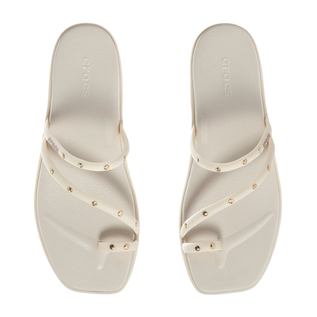Crocs Women's Studded Miami Toe Loop Sandal - Almond Tint