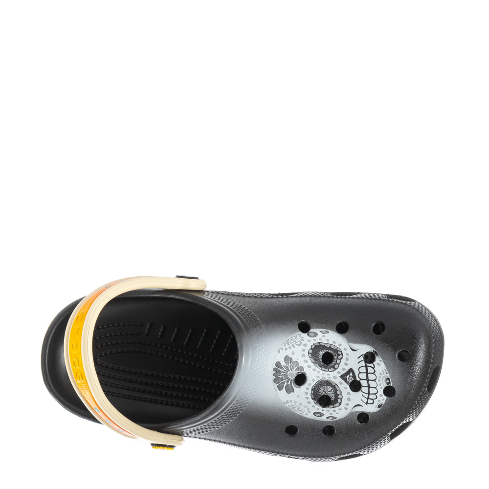 Crocs Women's Dia de Muertos Classic Clog - Black / White Skull Graphic