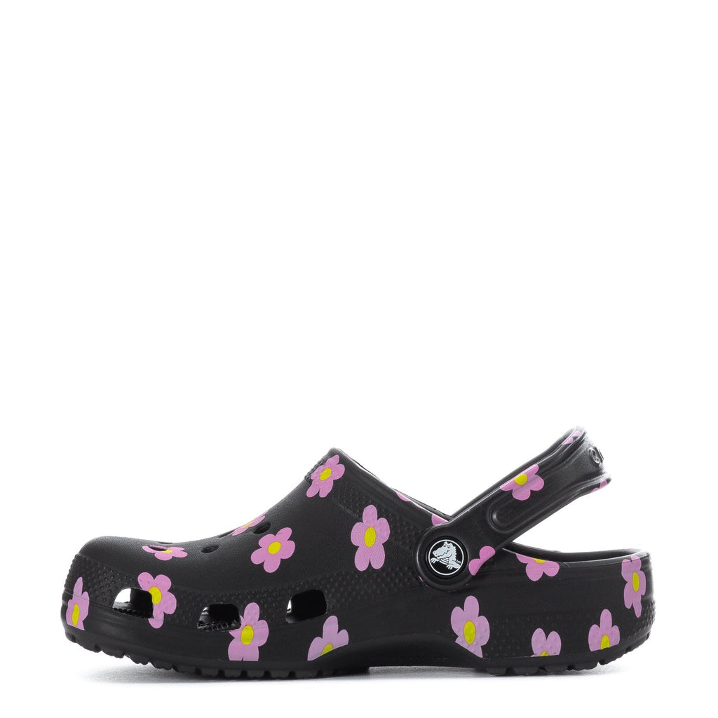 Crocs Kids' Floral Classic Clog - Black / Pink