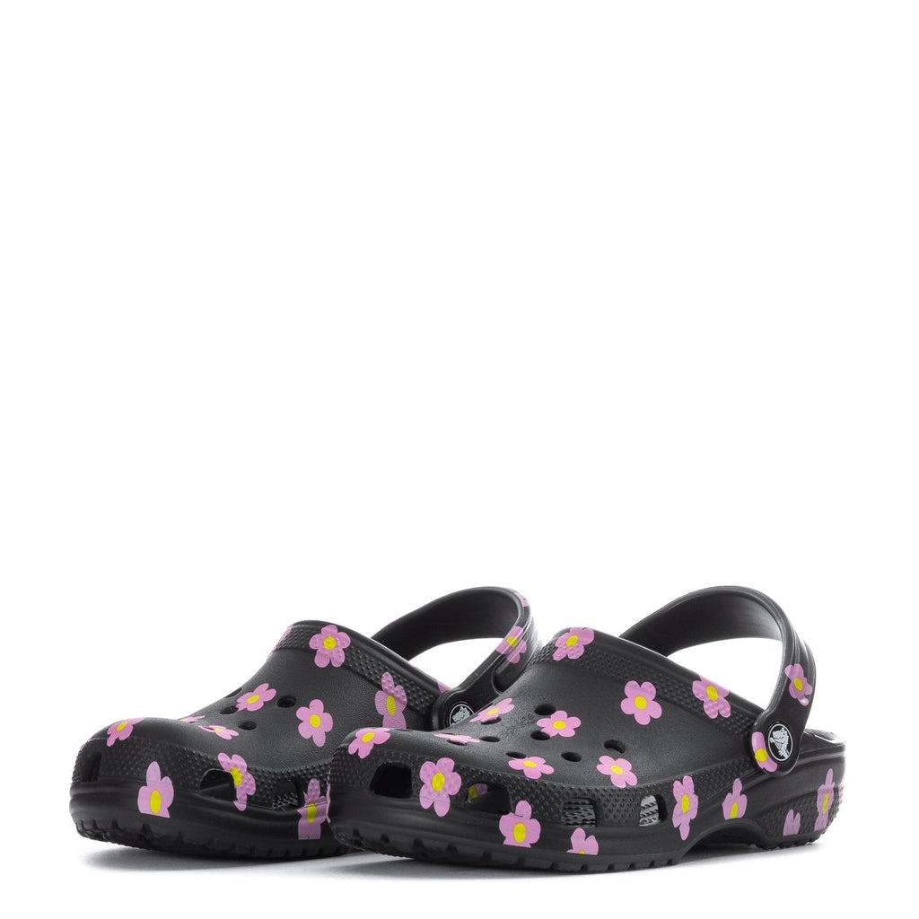 Crocs Kids' Floral Classic Clog - Black / Pink