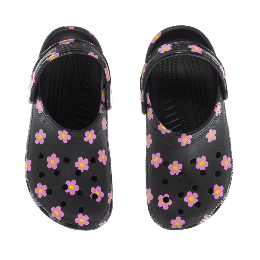 Crocs Kids' Floral Classic Clog - Black / Pink