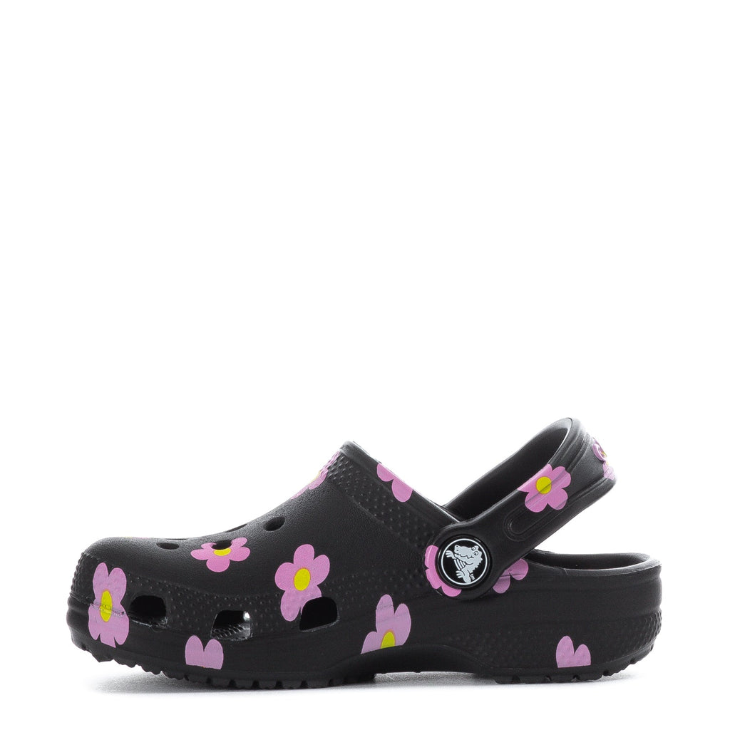 Crocs Toddler Floral Classic Clog - Black / Pink