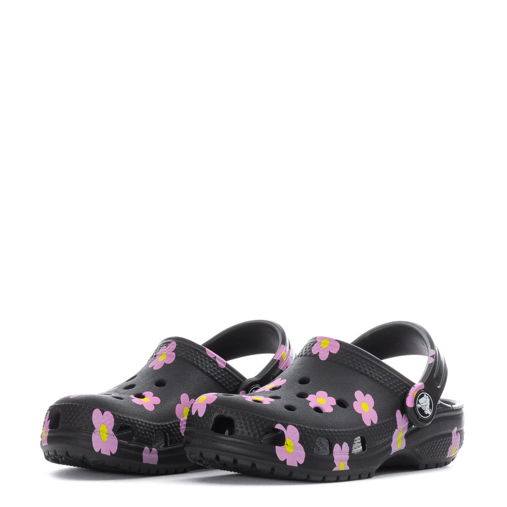 Crocs Toddler Floral Classic Clog - Black / Pink