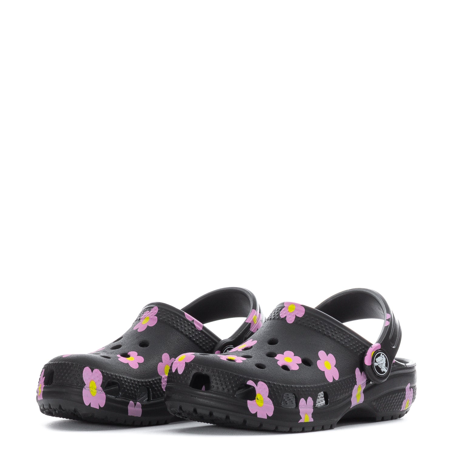 Crocs Toddler Floral Classic Clog - Black / Pink