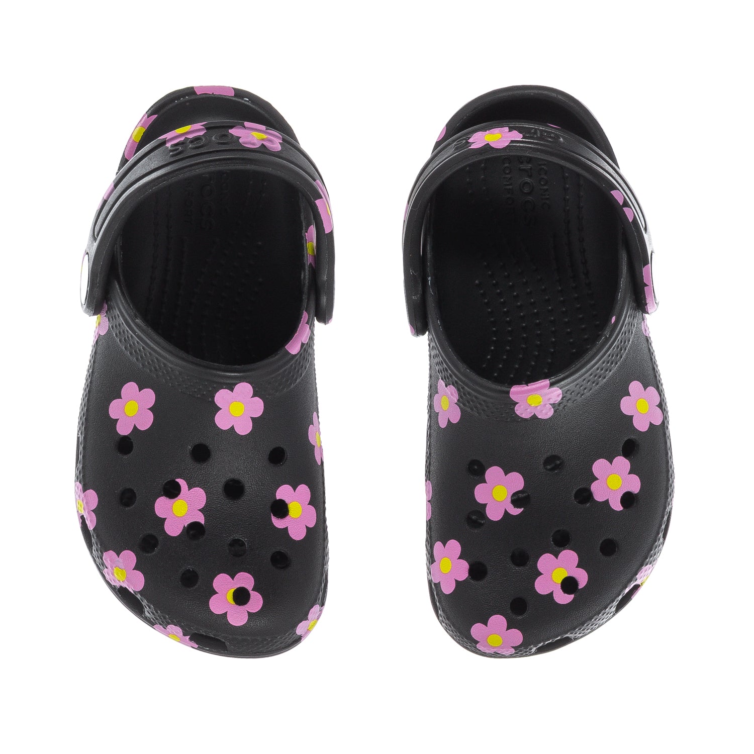 Crocs Toddler Floral Classic Clog - Black / Pink