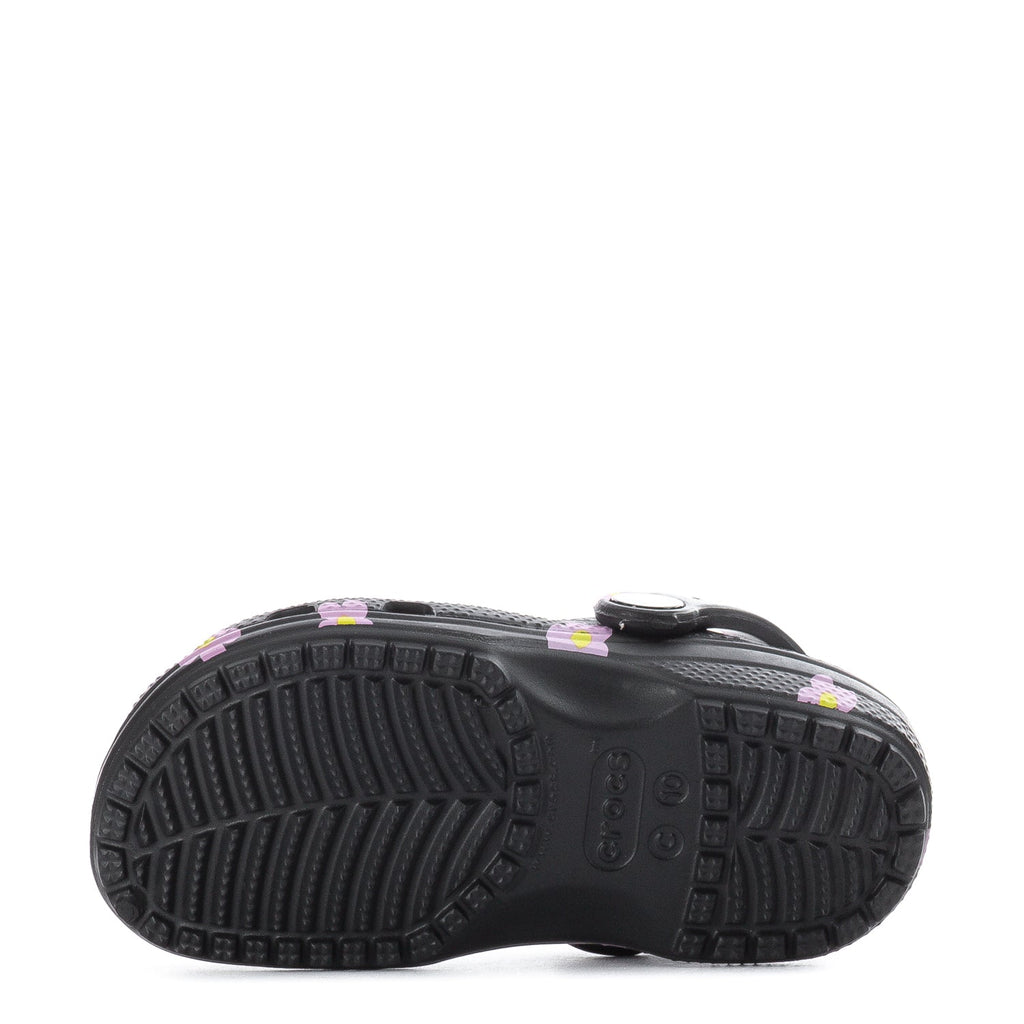 Crocs Toddler Floral Classic Clog - Black / Pink