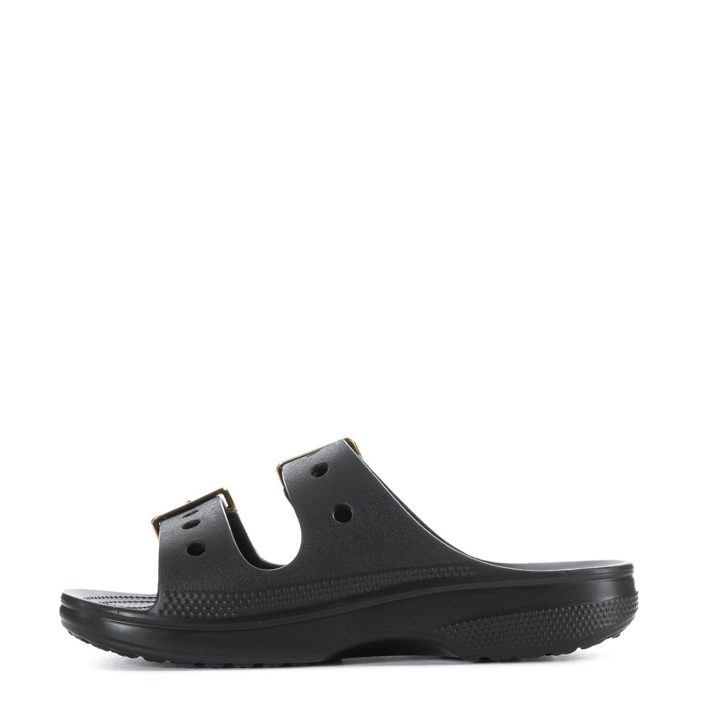 Crocs Women's Saturday Metallic Buckle Sandal - Black / Gold