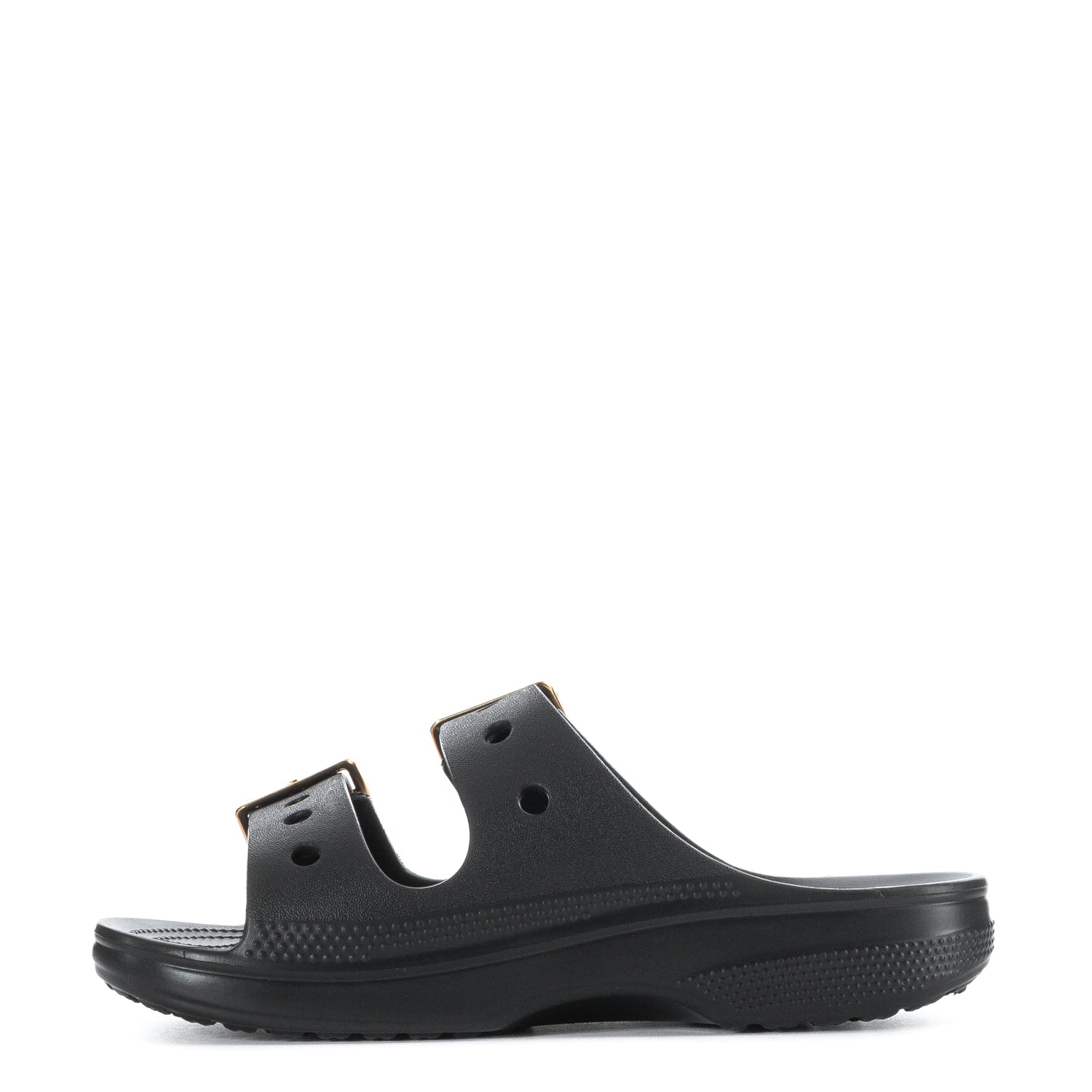 Crocs Women's Saturday Metallic Buckle Sandal - Black / Gold