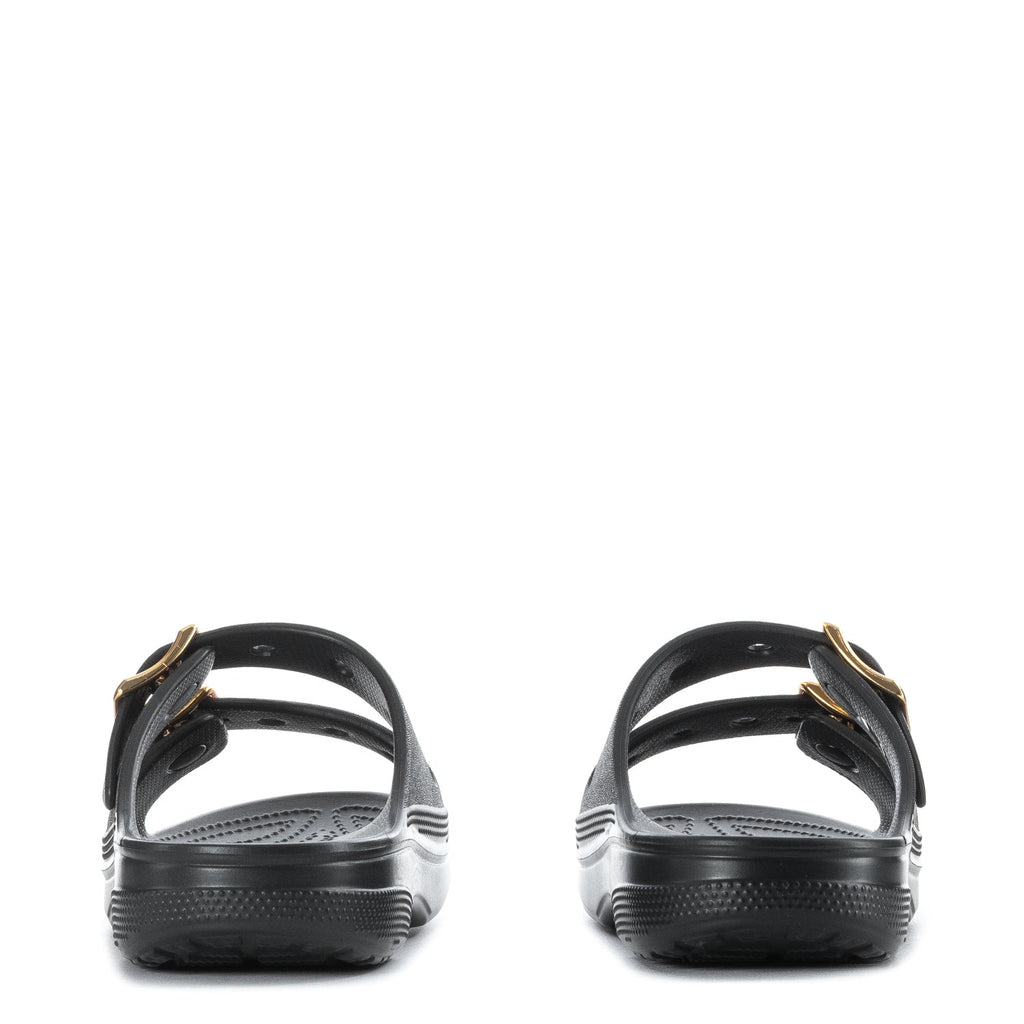 Crocs Women's Saturday Metallic Buckle Sandal - Black / Gold