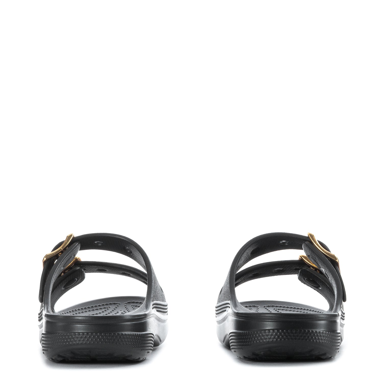 Crocs Women's Saturday Metallic Buckle Sandal - Black / Gold
