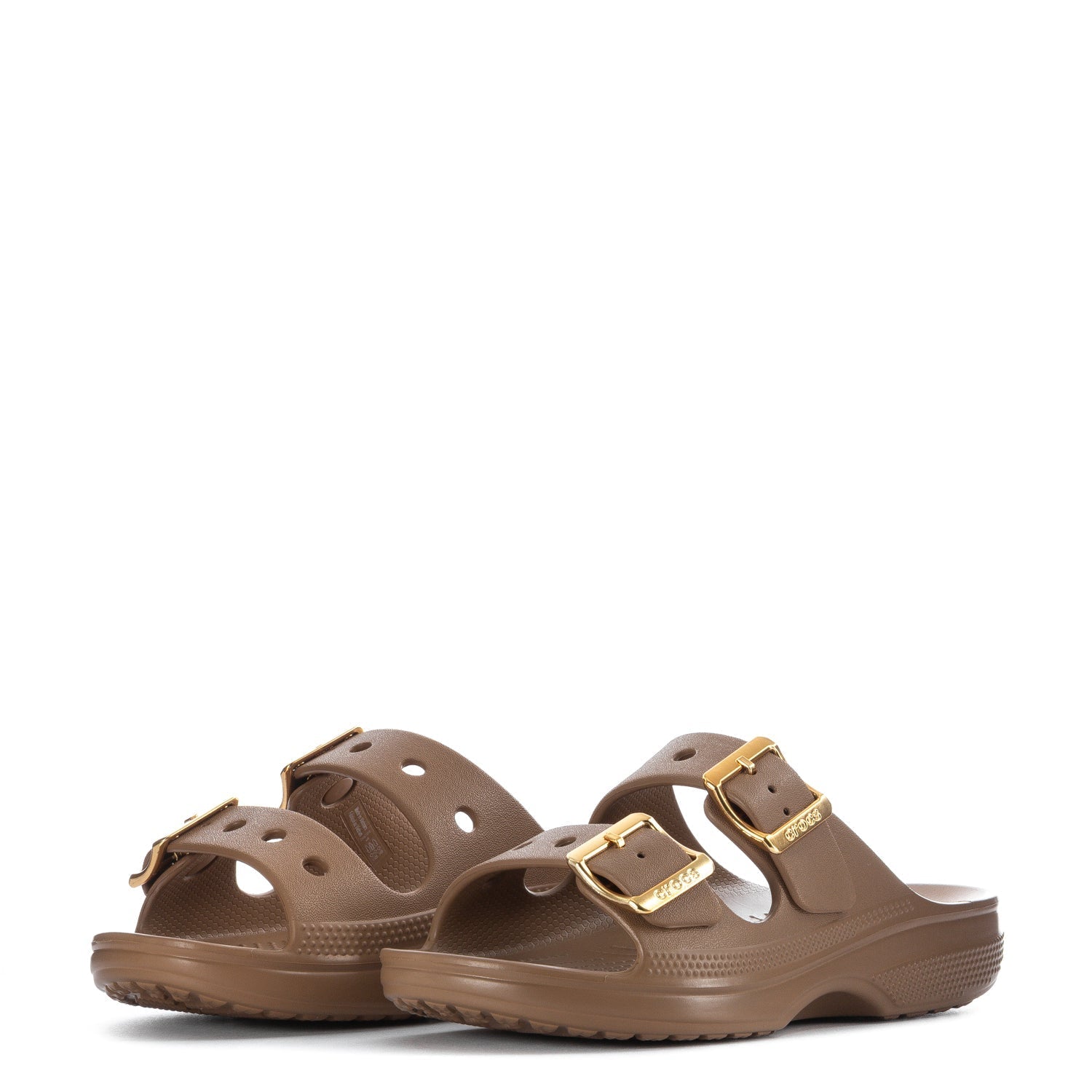 Crocs Women's Saturday Metallic Buckle Sandal - Sepia / Gold