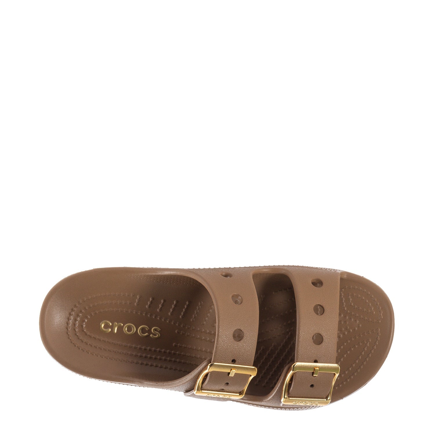 Crocs Women's Saturday Metallic Buckle Sandal - Sepia / Gold