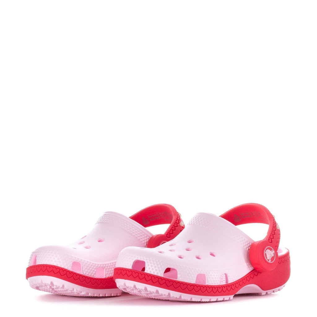 Crocs Toddler Valentine's Day Classic Lighted Backstrap Clog - Pink Milk / Raspberry