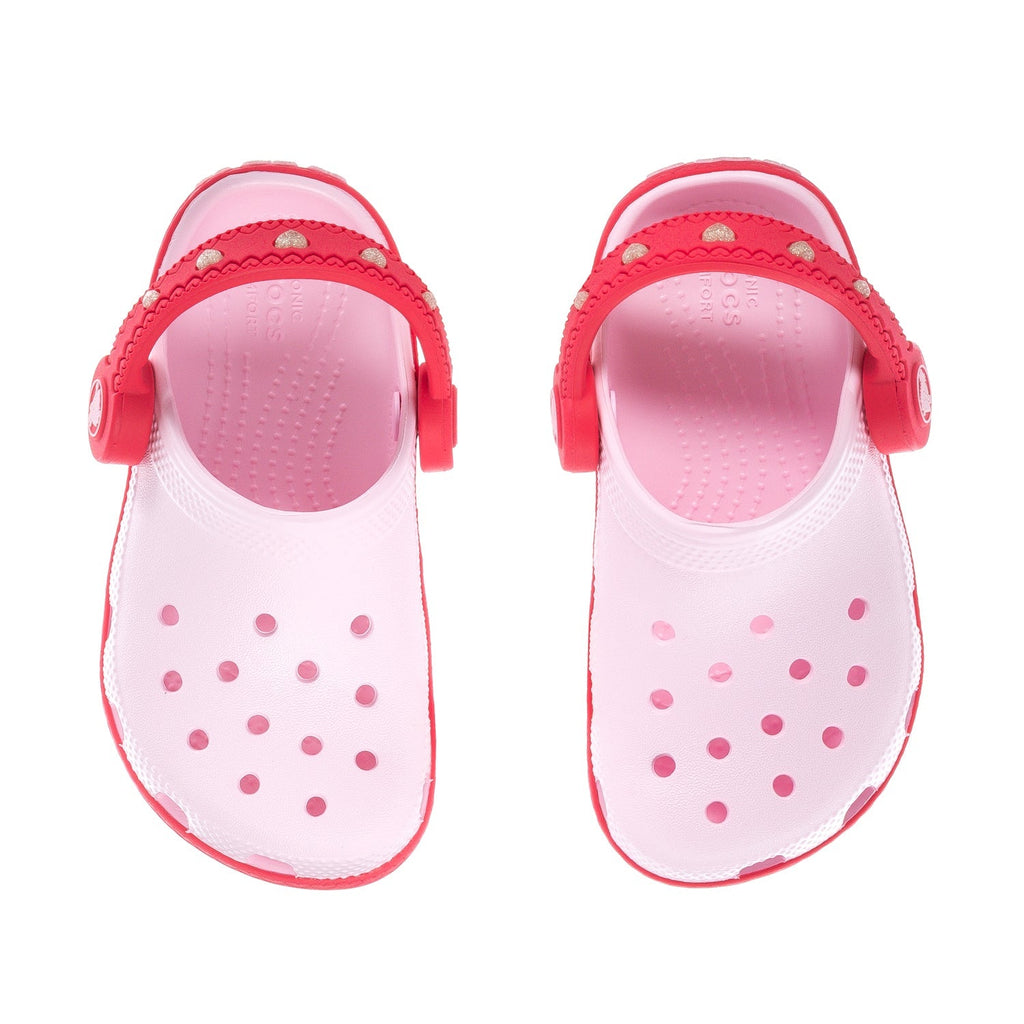 Crocs Toddler Valentine's Day Classic Lighted Backstrap Clog - Pink Milk / Raspberry